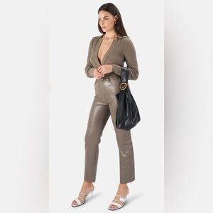 Nanushka Vinni Vegan Leather Pants in Clay
